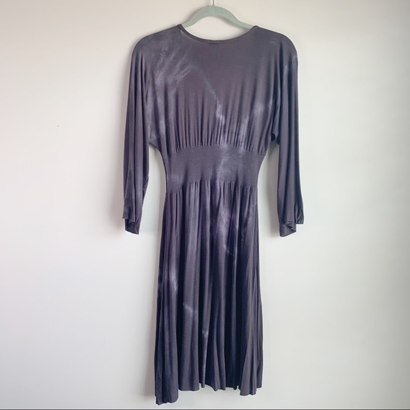 LOVE TANJANE Elbow Sleeve Tie Dye Dress Knee Length Hand Dyed Purple Size Small - Picture 5 of 8